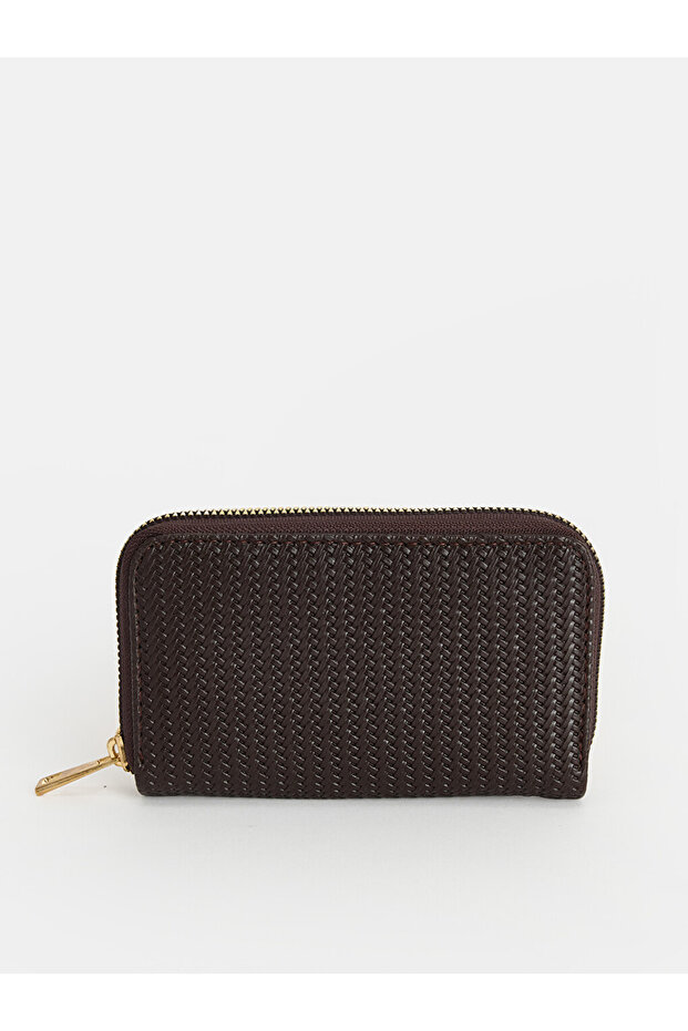 Vizyon New Season Brown Knitted Patterned Women's Wallet