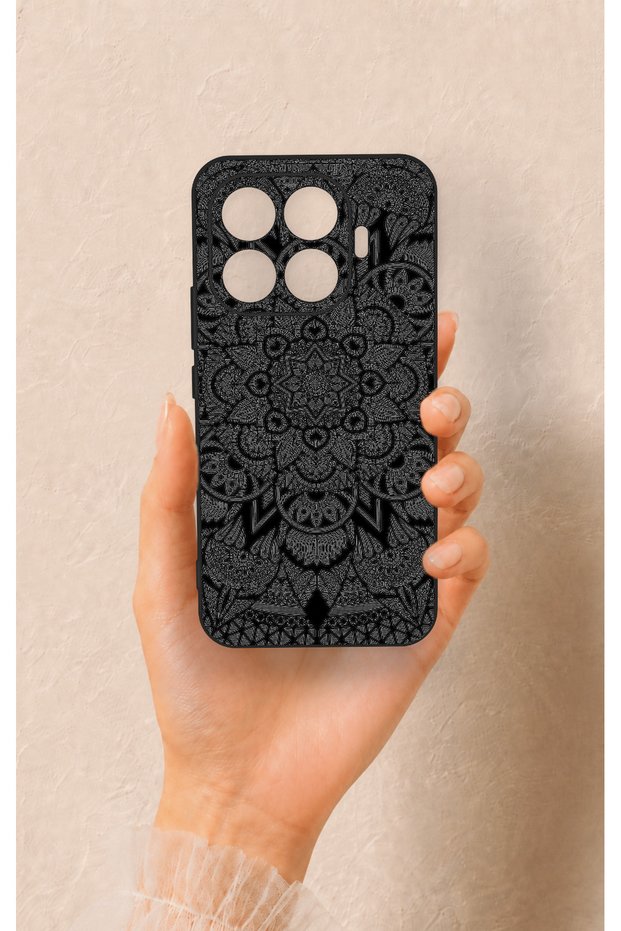 Mi 17t Pro 5g Compatible Black and White Mandala Pattern Silicone Case