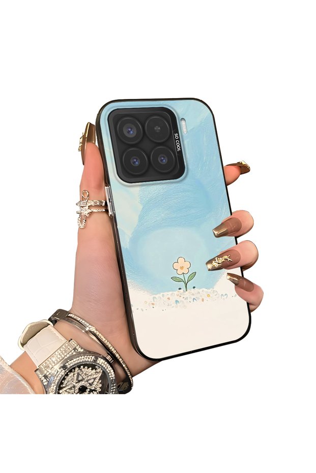 Cute Little Flower Pattern Acrylic Back Silicone Edge Phone Case for Xiaomi Mi 15 5g Compatible