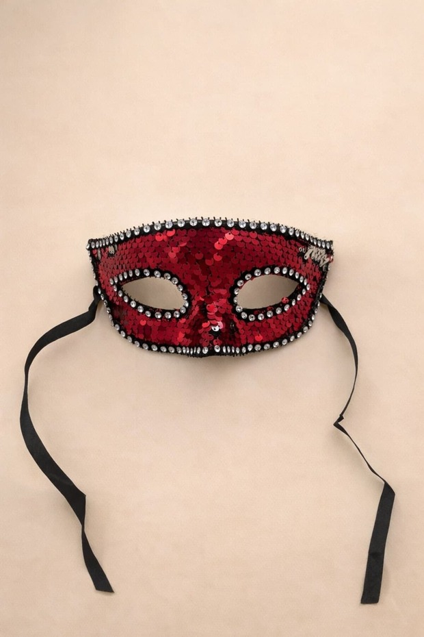 Sequin Party Mask |   Masquerade Ball Carnival and New Year's Eye Mask - Red
