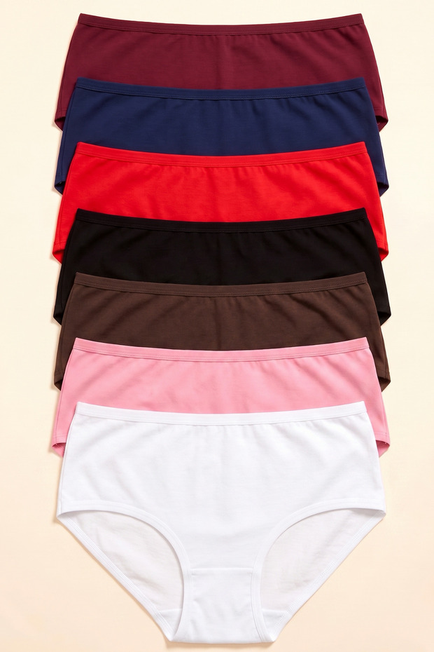 Women's Panties High Waist 7-Piece Mixed Color Cotton Underwear