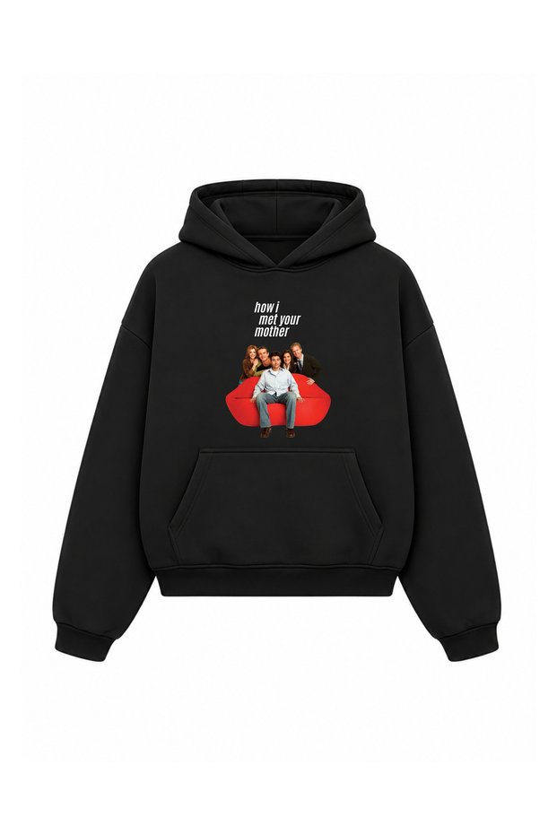 How I Met Your Mother Printed Oversize Unisex Hooded Sweatshirt - Kangaroo Pocket Hoodie with Inner Pockets