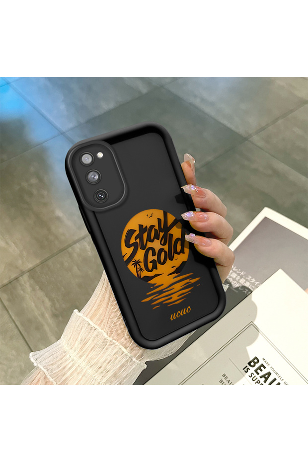 Samsung Galaxy S20 Fe 4G/5G Compatible Black Silicone Case Sunset Beach Pattern Camera Protected Shock Absorbent