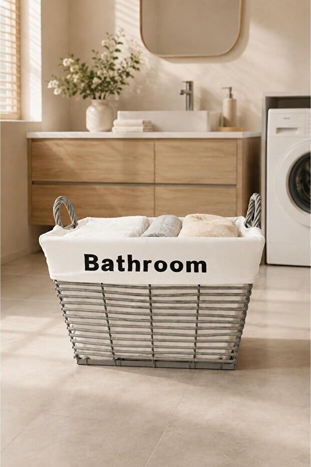 45 cm Premium Rectangular Gray Organizer Basket – New Trend - Organizer with Carrying Handles