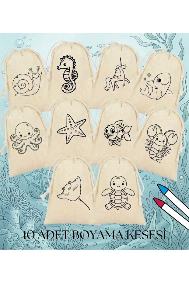 Animal Figure Painting Pouch 10 Pieces