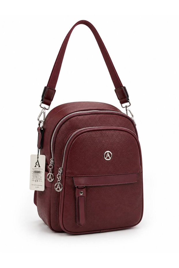 Burgundy Women's Medium Size Faux Leather Cross Shoulder Bag Asl756