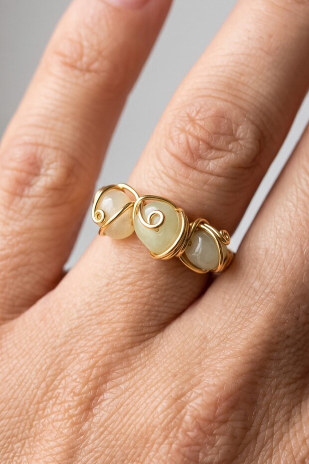 Zebercet Stone Gold Color Natural Stone Ring