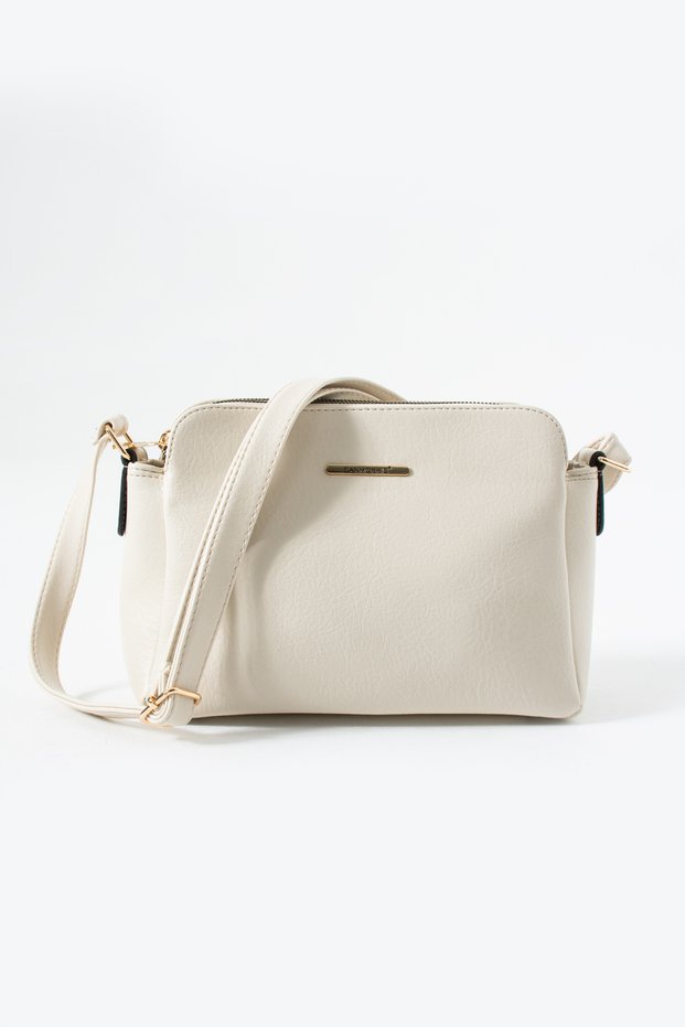 Cream Women's Medium Size Faux Leather Shoulder and Crossbody Bag Snm1437