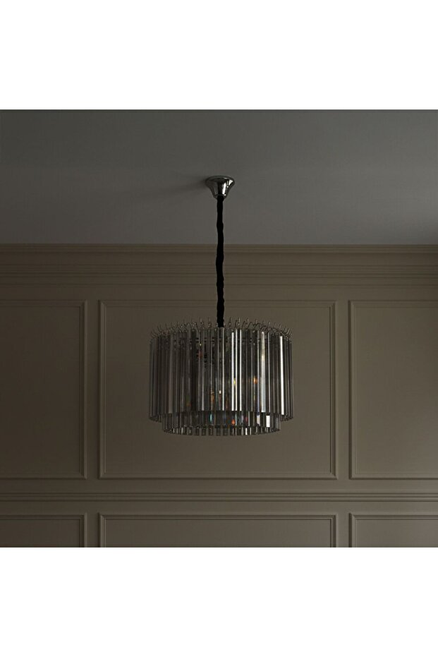 Cindy Glass Chandelier Glass And Metal Smoke 60 cm, Statement Ceiling Light For Interior Ambience
