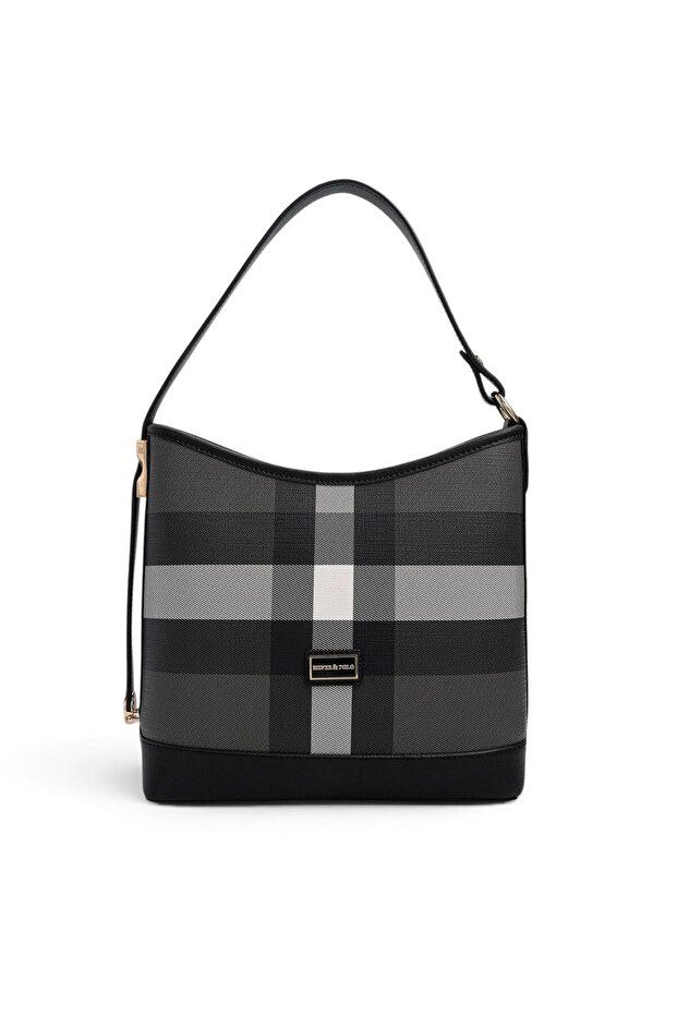 Black - Black Plaid Women's Shoulder Bag Sp1286