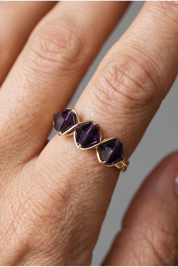 Women's Purple Crystal Stone Ring