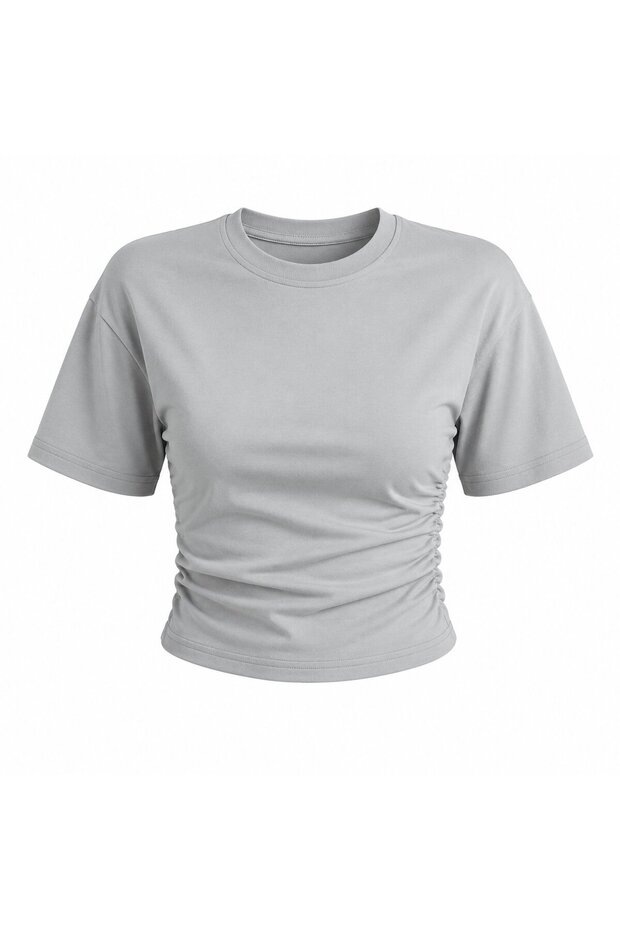 Gray Draped Bodysuit - 2Y261003