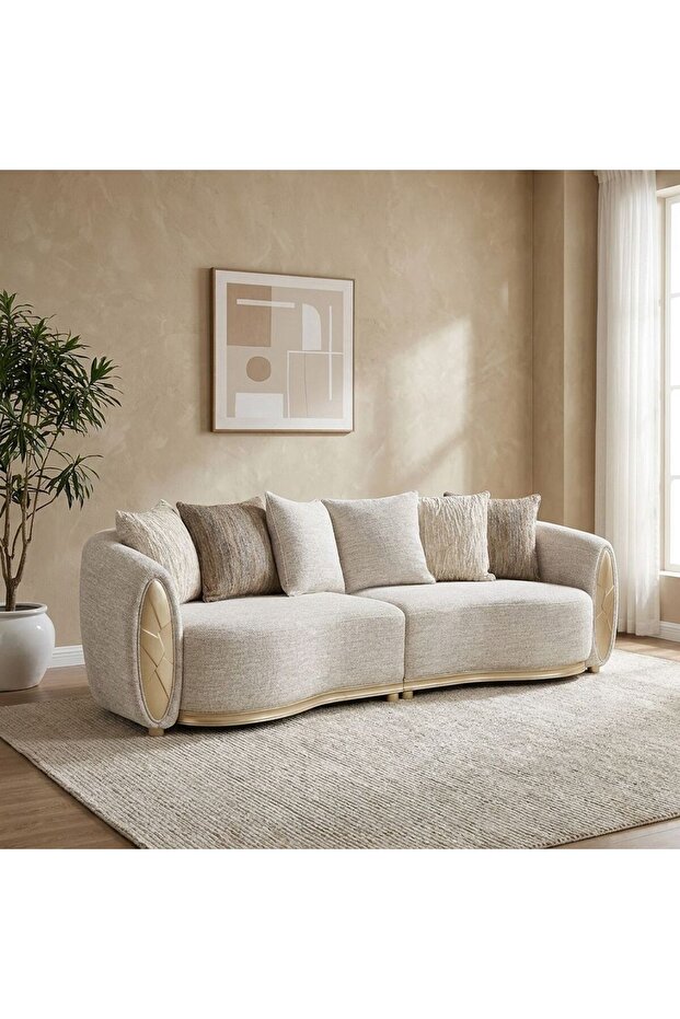 Conrad 4 Seater Fabric Sofa Light Brown, Home Furniture For Comfortable Everyday Use