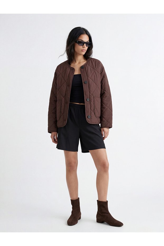 Quality Parts from Çelebi Store, Baklava Embroidered, Loose Fit Women's Puffer Coat