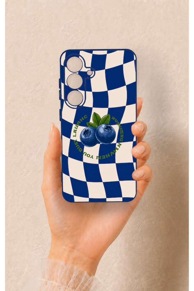 Samsung S25 Compatible Blueberry Patterned Silicone Case