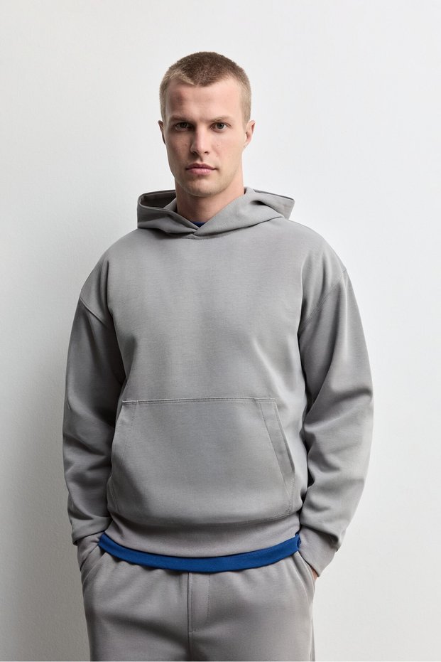 Kapüşonlu interlok sweatshirt