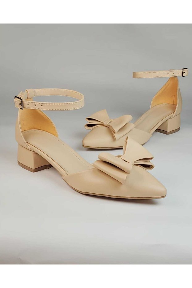 Women's Green Summer Bow Short Heeled Shoes