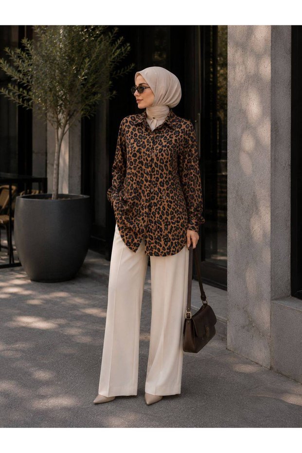 Leopar Desenli Gömlek