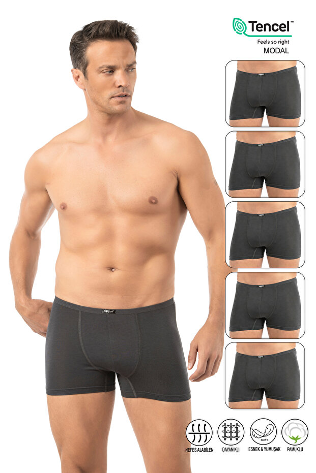 Özkan 11897 5-Pack Men's Premium Modal Fabric Cotton Flexible Comfortable Boxer Shorts