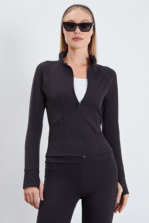 Finger-Loop Diving Fabric Slim Fit Jacket