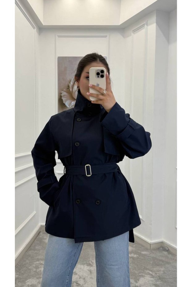 Trench Coat with Stand-Up Collar, Premium Quality, Imported Fabric Lining.