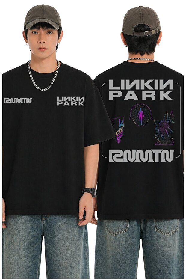 Unisex Linkin Park Reanimation Back Print T-Shirt, Oversize Rock Band Themed Tshirt