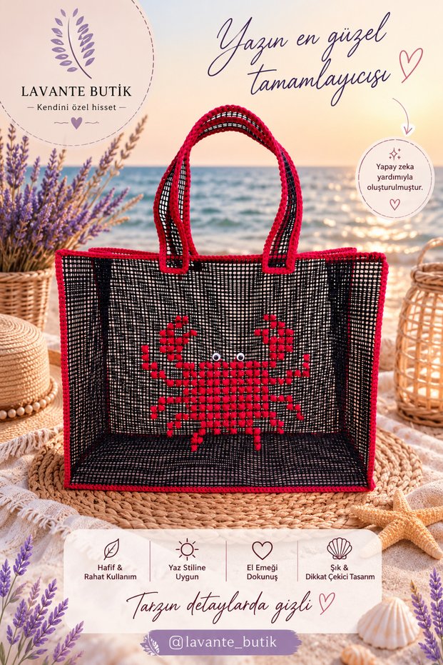 Handmade Mesh Beach Bag Sand-Proof Canvas Sea Bag Towel Bag Pool Bag
