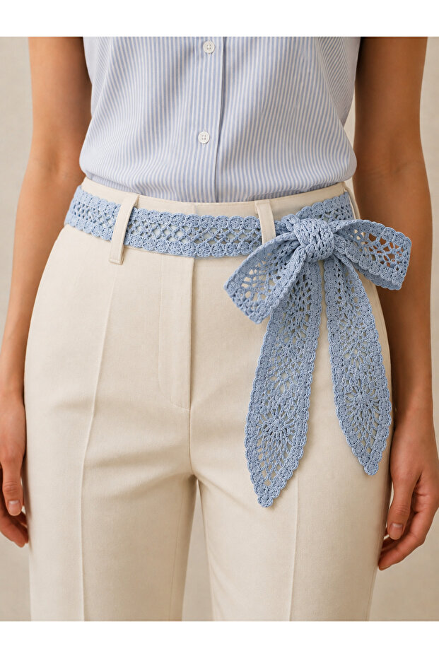 Women's Hand-Knitted Bohemian Belt and Neck Scarf – Multi-Purpose Tie-Down Accessory 142 cm