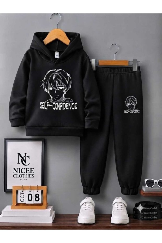 Children's Tracksuit Set Unisex (Character Face Drawing Winter Print)