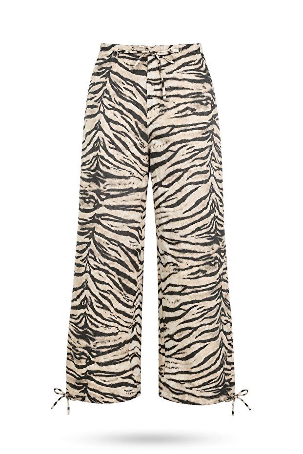 Beige Zebra Patterned Trousers 19005