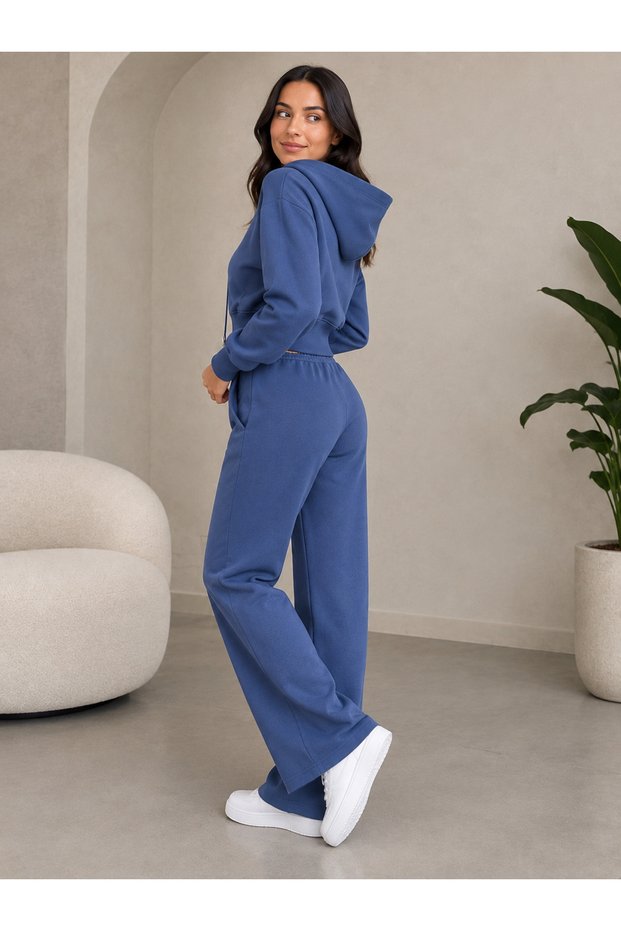 Women's Modal Top and Bottom Zippered Hooded Crop Set