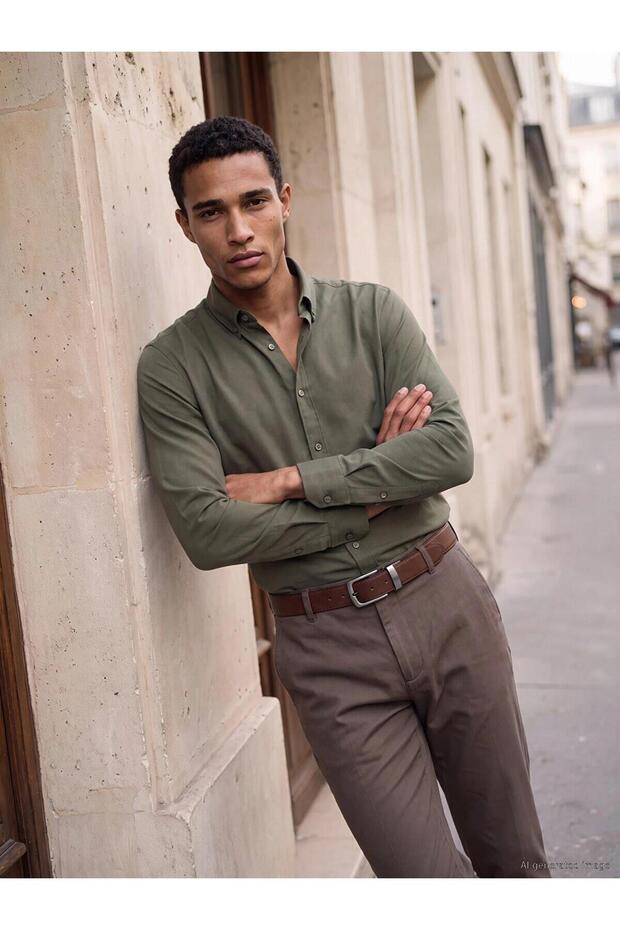 Regular Fit Gabardine Men's Chino Trousers (W6)