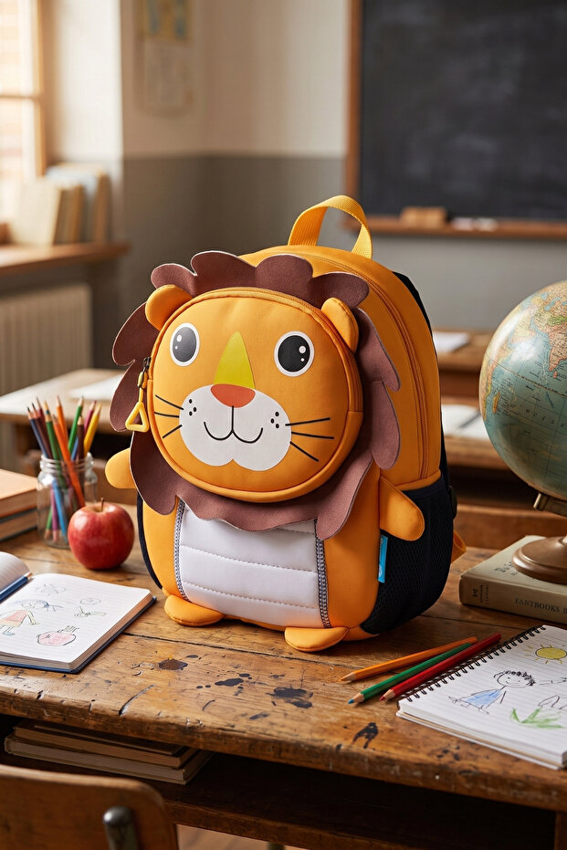Vb Lion Figured Children's Kindergarten Bag Nursery Bag Tile