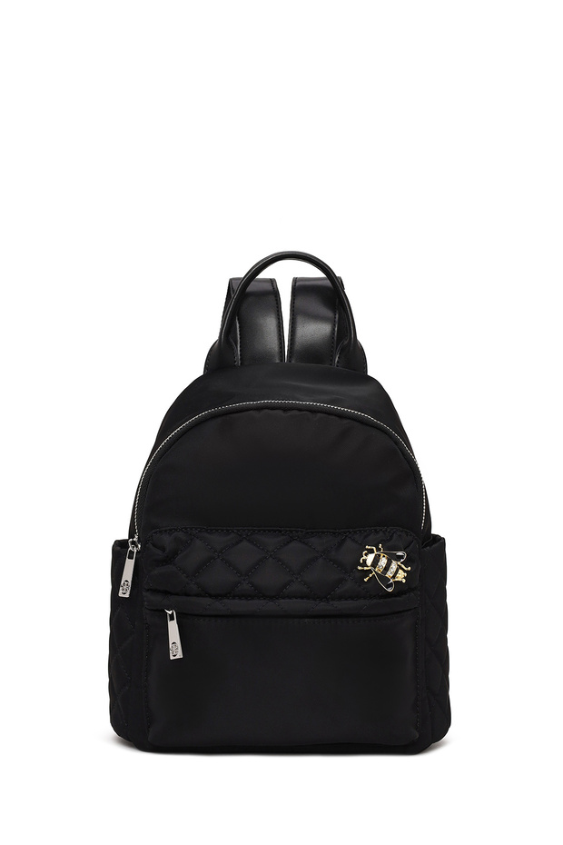 Women's Black Fabric Backpack Ab240008Kk
