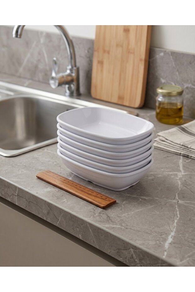 6 Pieces White Garnish Plate Unbreakable Melamine Kayak Plate Appetizer Plate Salad Plate (20 X 14 cm)