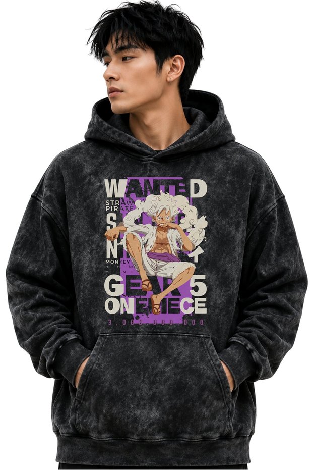 Wanted Monkey D. Luffy Gear 5 One Piece Printed Unisex Oversize Washable Premium Hoodie Sweatshirt