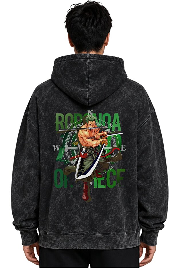 One Piece Roronoa Zoro Anime Printed Unisex Oversize Washable Premium Hoodie Sweatshirt