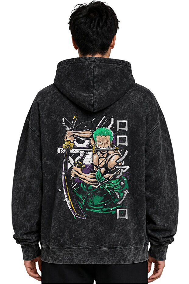 Roronoa Zoro One Piece Anime Printed Unisex Oversize Washable Premium Hoodie Sweatshirt