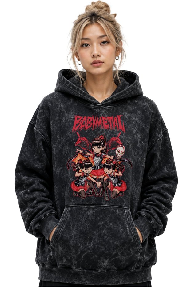 Babymetal Rock Metal Music Band Printed Unisex Oversize Premium Washable Hoodie Sweatshirt
