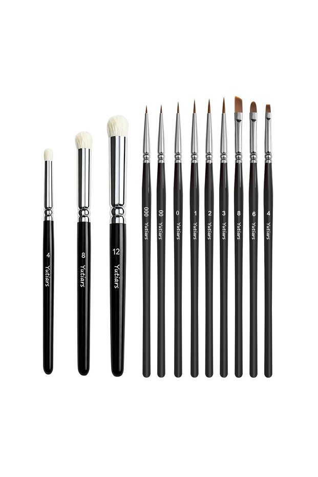 11 Pcs Professional Miniature Paint Brush Set, Wood Handle Brushes for Enamel, Fantasy Figurines, Wa