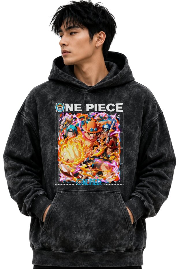 One Piece Characters Anime Printed Unisex Oversize Washable Premium Hoodie Sweatshirt