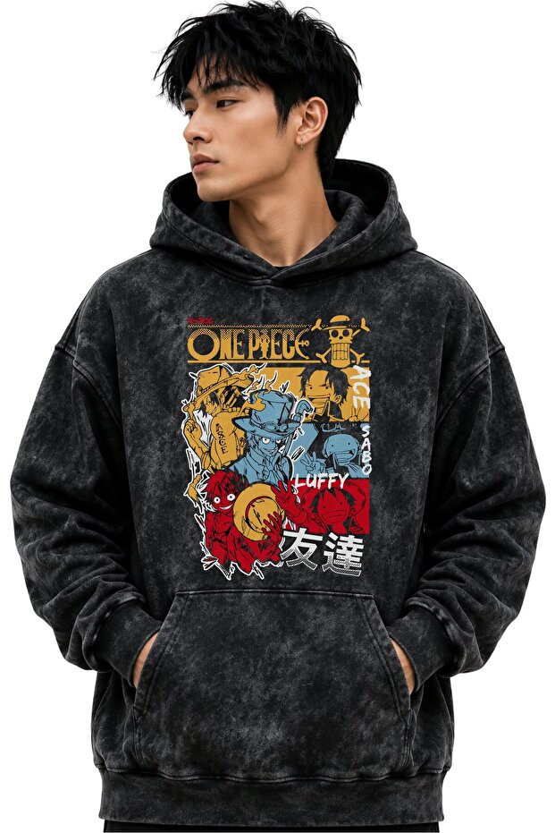 One Piece Characters Anime Printed Unisex Oversize Washable Premium Hoodie Sweatshirt
