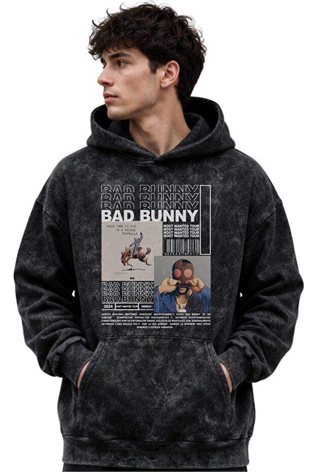 Bad Bunny Rapper Singer Printed Unisex Oversize Premium Washable Hoodie Sweatshirt