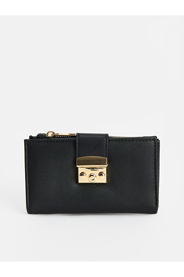 Black Leather Look Women's Wallet