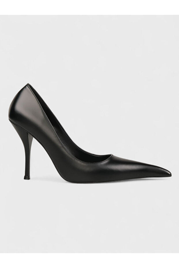 Women's Summer 11cm Thin Closed Heel Shoes - 574 0900 - Black Matte Opening