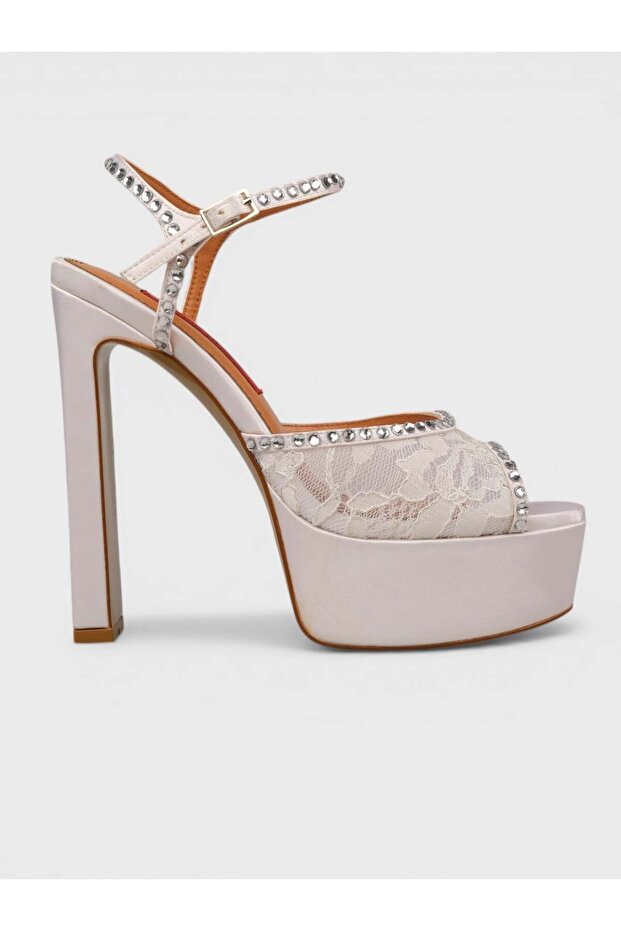 Women's Summer 15cm Flat Thin Sole Open Heel Shoes - 574 9067 - Satin