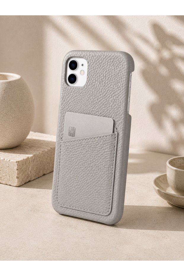 iPhone 11 (6.1 Inch) Compatible Leather Phone Case with Open Sides, Frameless Slim Design, Card Holder Compartment and Card Holder