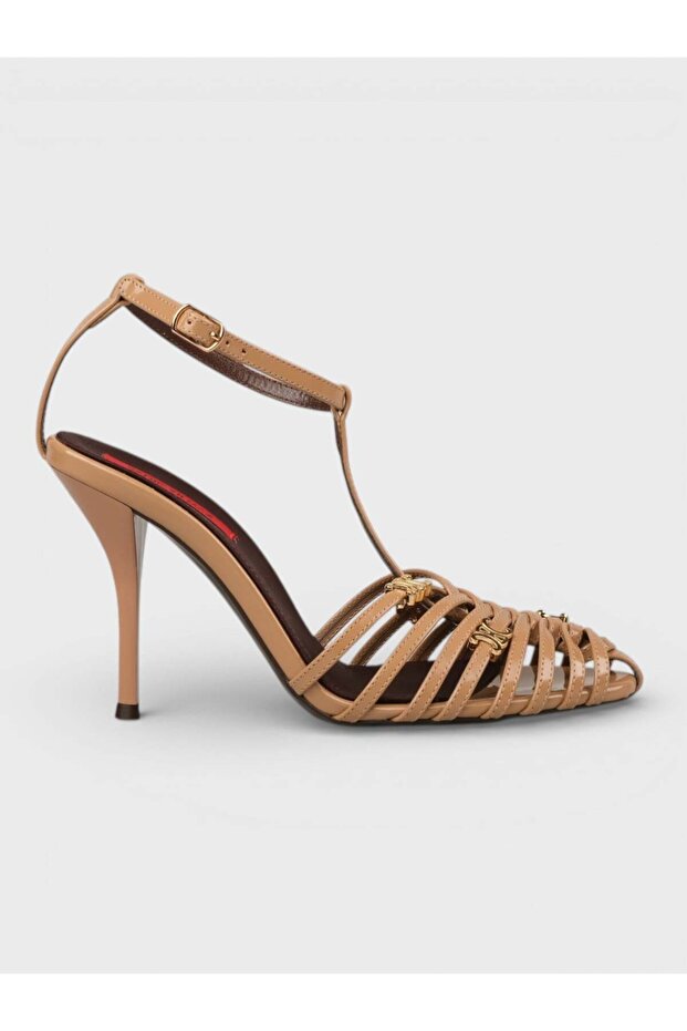 Women's summer 11cm stiletto heel sandals - 574 0801 - mink patent leather