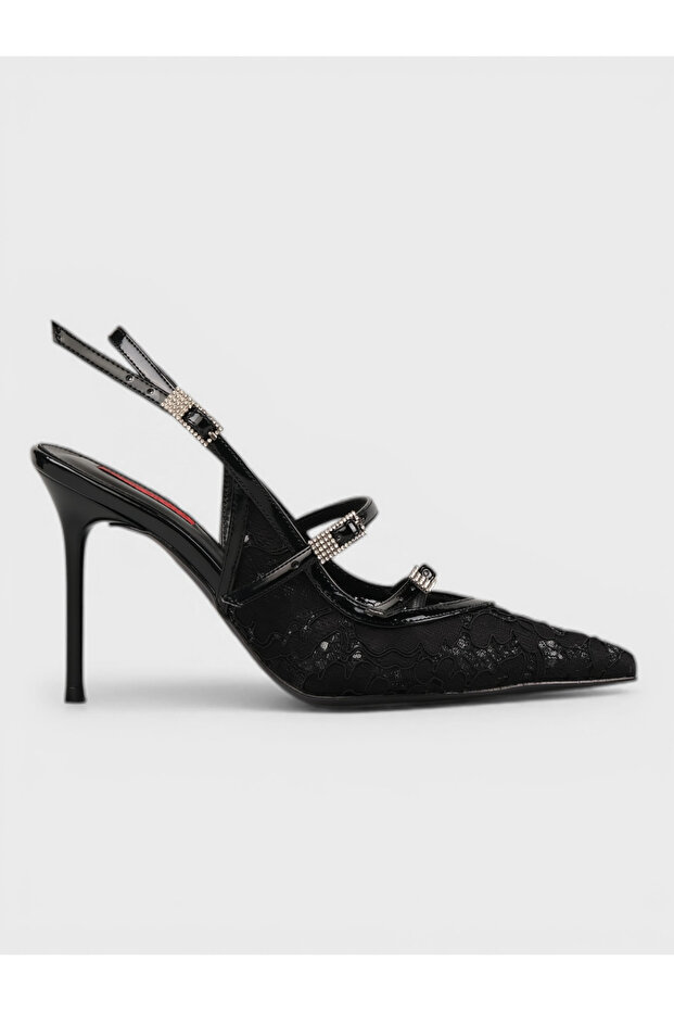 Women's summer 11cm thin open heeled shoes - 574 2733 - black mesh