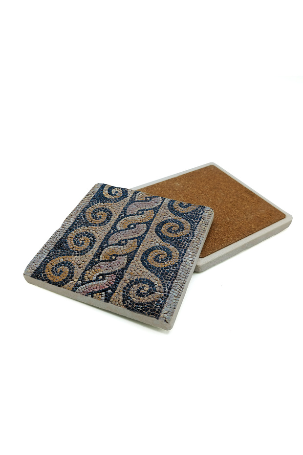 Gaziantep Zeugma Museum Mosaic Artwork Printed Natural Stone Coaster 10X10 1G-Zeugmamozaik1